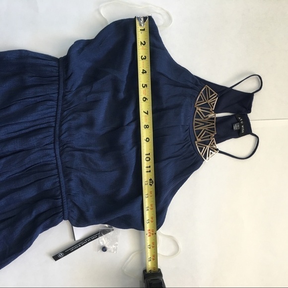 As U Wish NWT Blue Gold halter dress size small - Picture 7 of 7